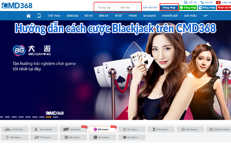 Cách cược Blackjack CMD368 - Kinh nghiệm quý báu từ bet thủ 2 Hướng dẫn cách cược Blackjack trên CMD368